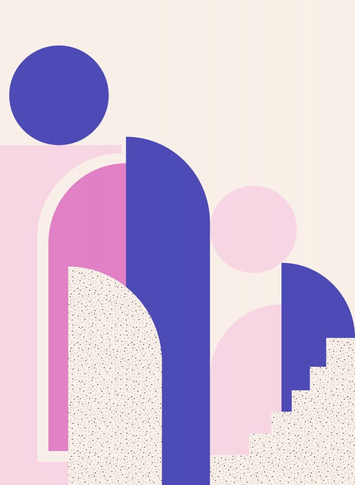 Pink Blue Architectural Abstraction by Artprink — canvas wall art