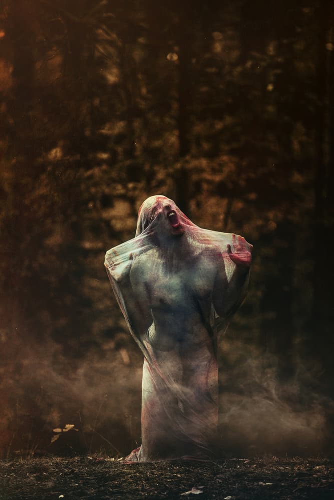 Screaming Figure Enshrouded by Magdalena Russocka — canvas wall art