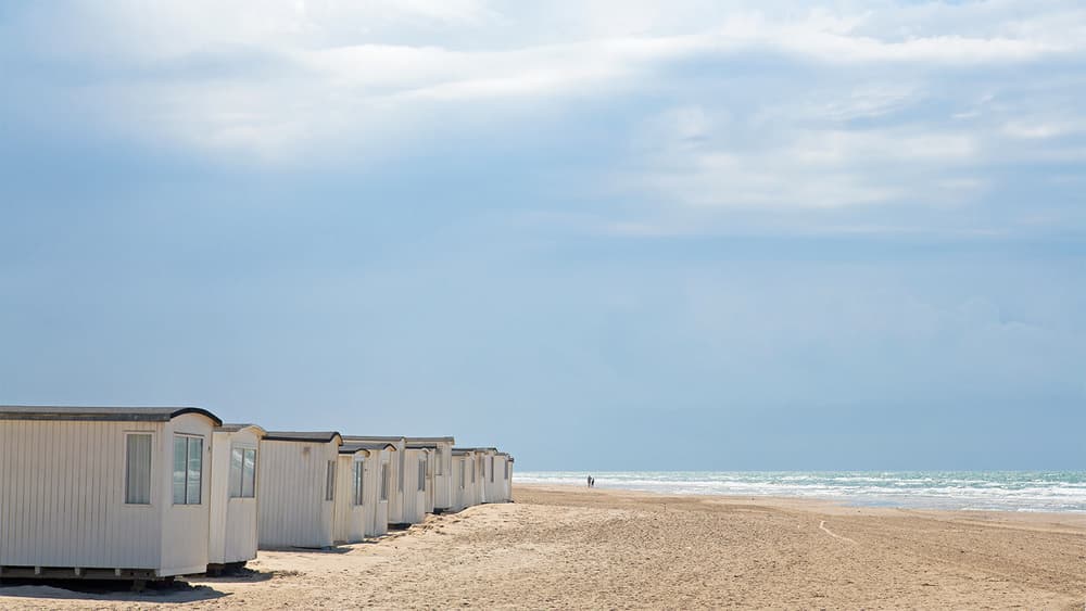 Coastal Beach Huts by Leif Løndal — canvas wall art