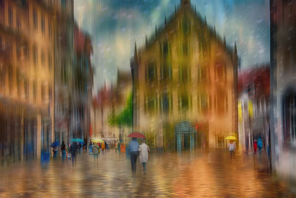 Rainy City Walk by Anette Ohlendorf — canvas wall art