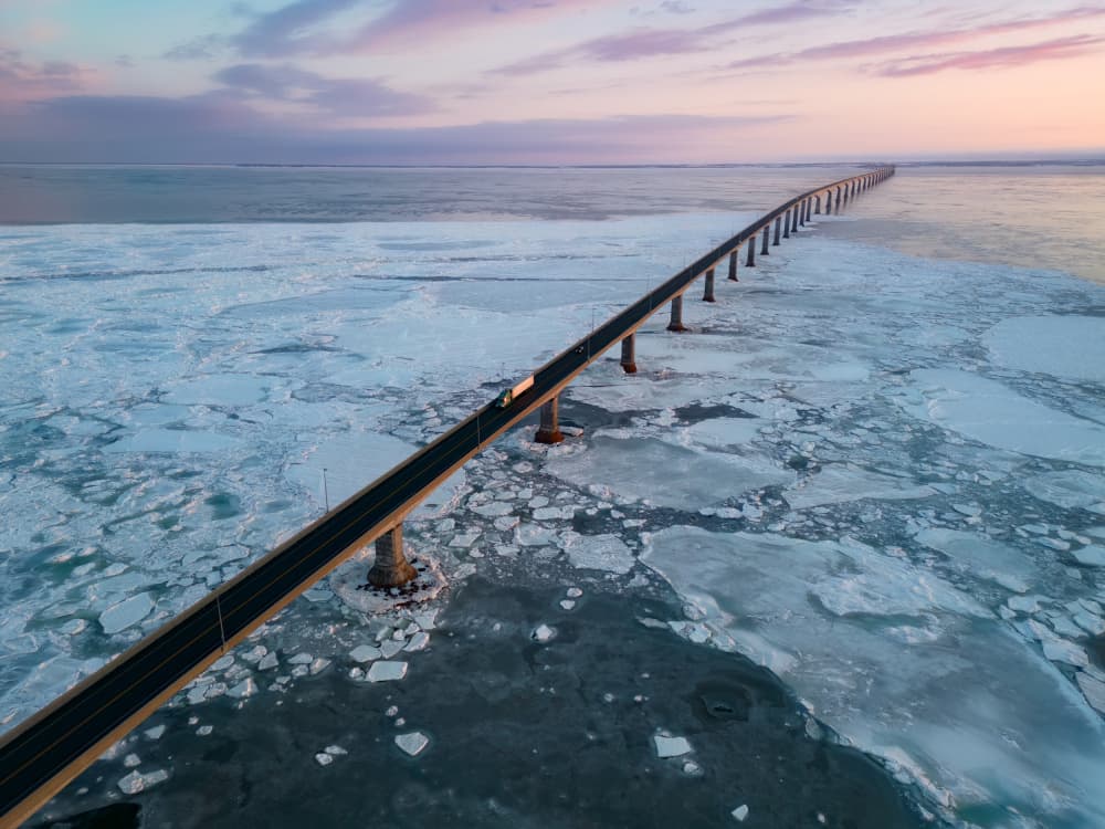 Long Bridge Over Ice by Ambar Saha — canvas wall art