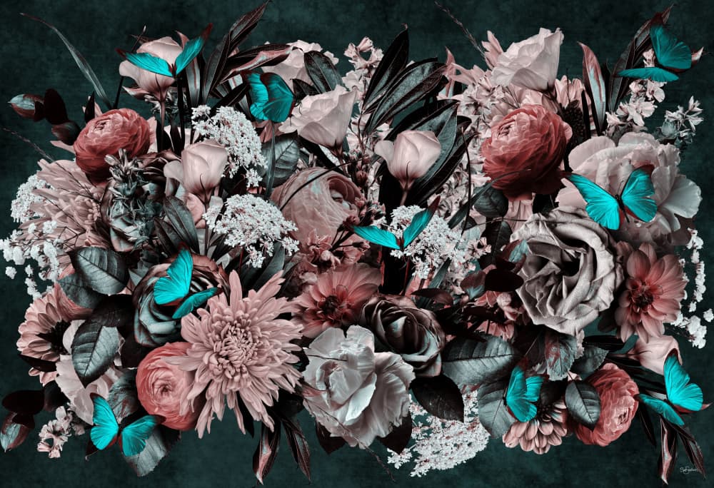 Dark Floral Butterflies by Sue Skellern — canvas wall art