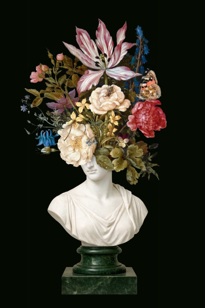 Elegant Floral Bust by Marja van den Hurk — canvas wall art