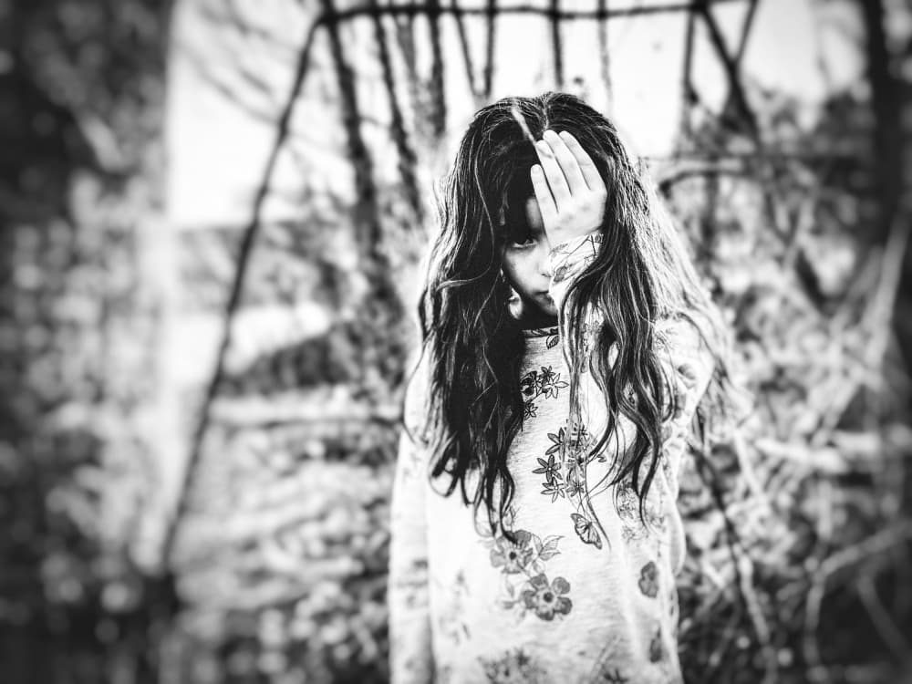 Shy Girl Portrait by Delphine Margau — canvas wall art