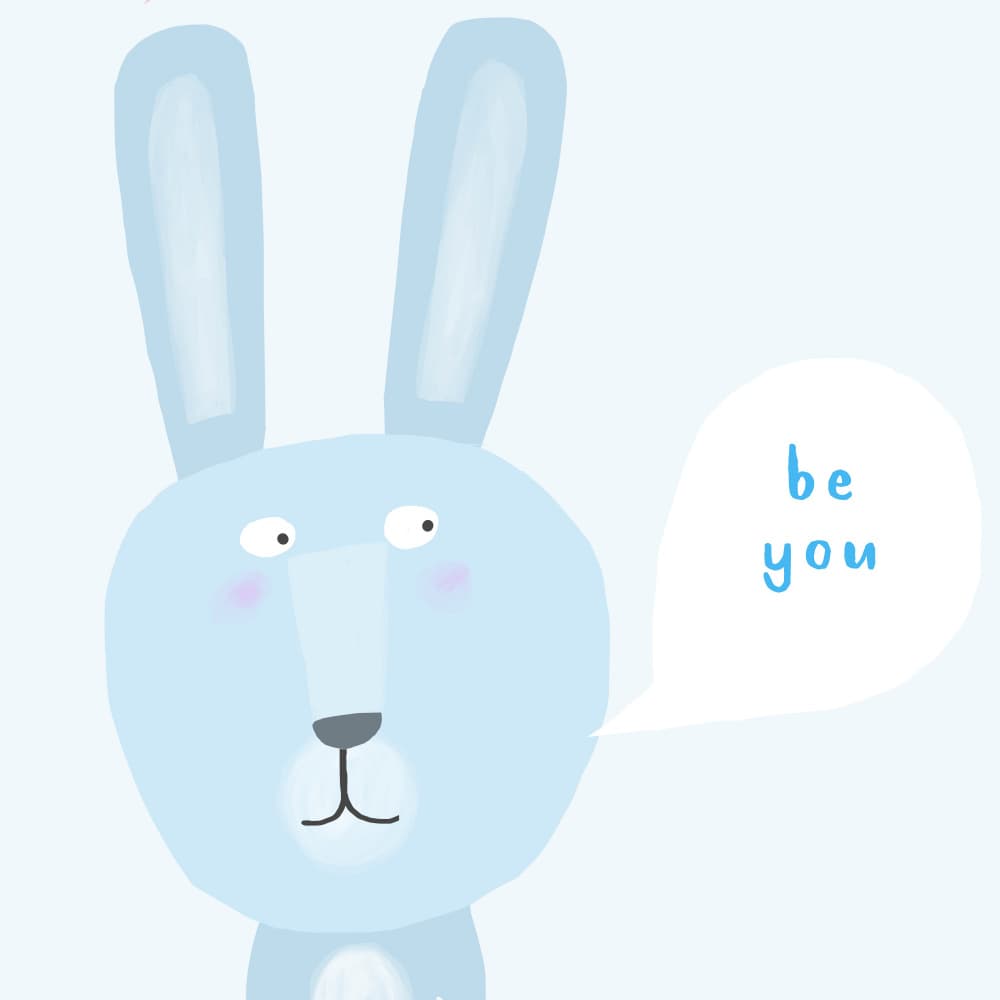 Blue Bunny Be You by Carla Daly — canvas wall art