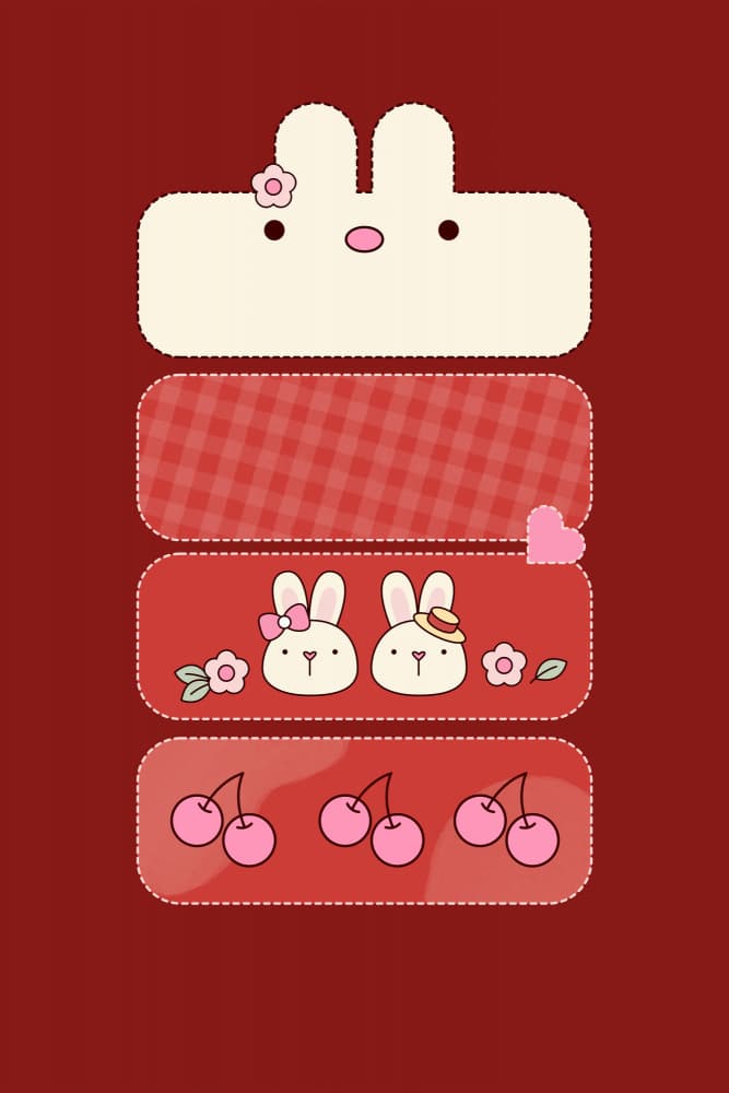 Sweet Bunnies Red Plaid by Xuan Thai — canvas wall art