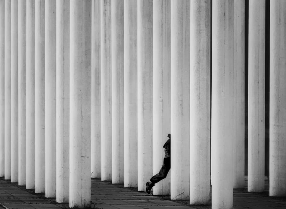 Figure Between Pillars by Jürgen Hartlieb — canvas wall art