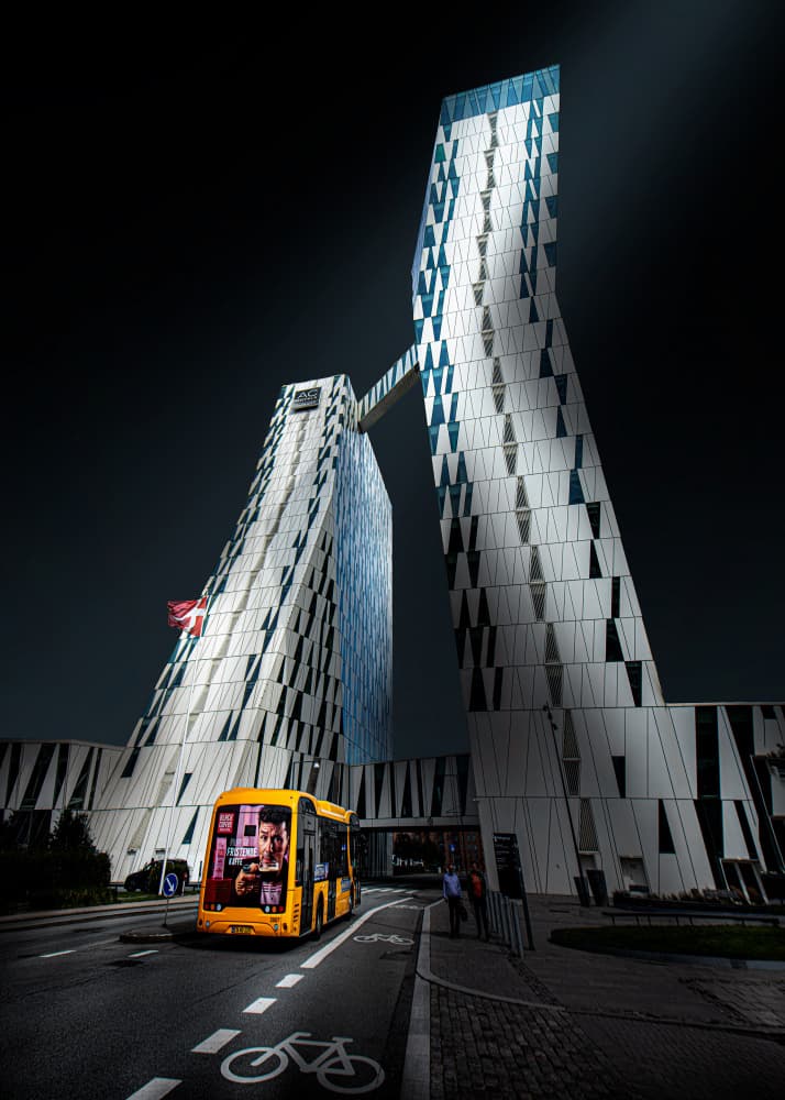 Night City Towers by Louie Luo — canvas wall art