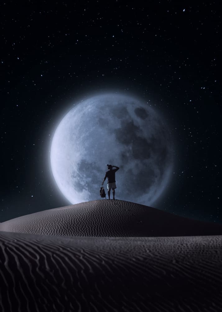 Desert Moon Wanderer by Ariz Rab — canvas wall art