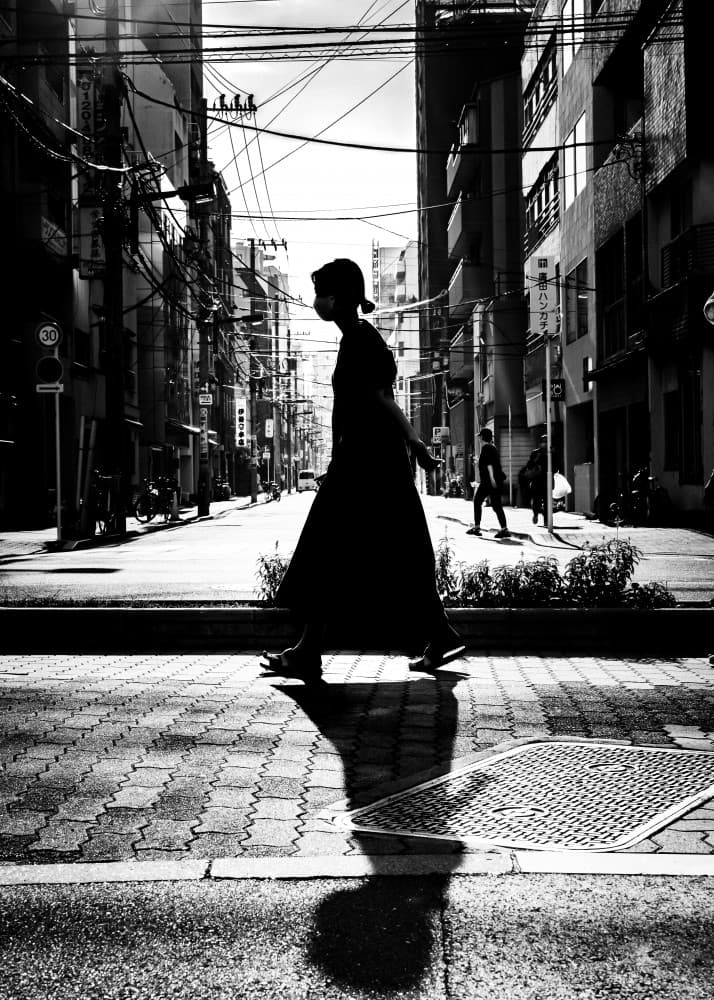 Woman's Urban Silhouette by Kenichiro Tsukada — canvas wall art
