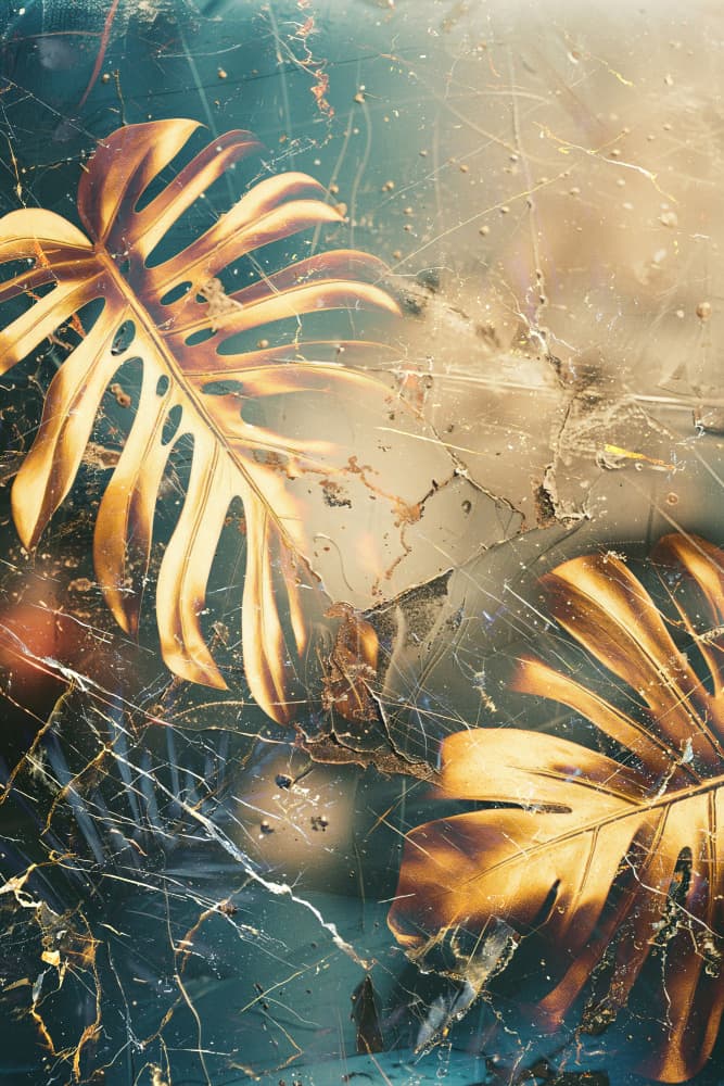 Metallic Monstera Texture by Rafal Kulik — canvas wall art