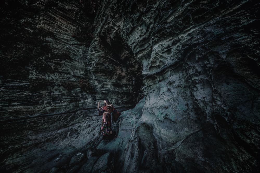 Red Robe Cavern by KOIKI — canvas wall art