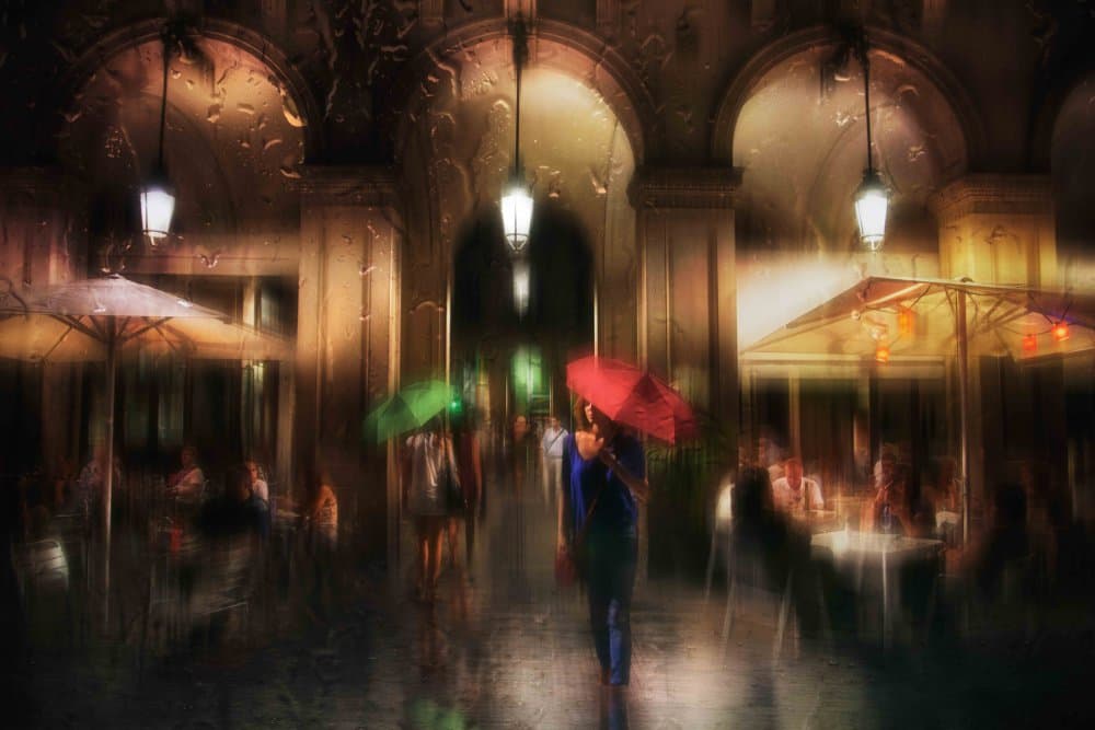 Rainy City Night by Charlaine Gerber — canvas wall art