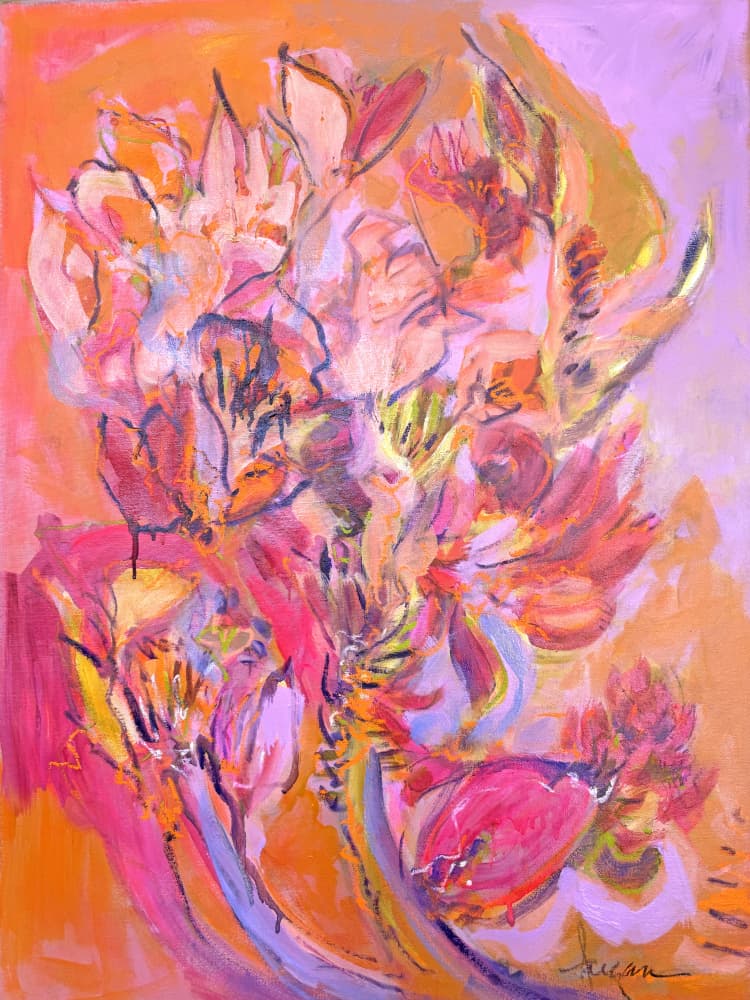Vibrant Abstract Blooms by Dorothy Fagan — canvas wall art