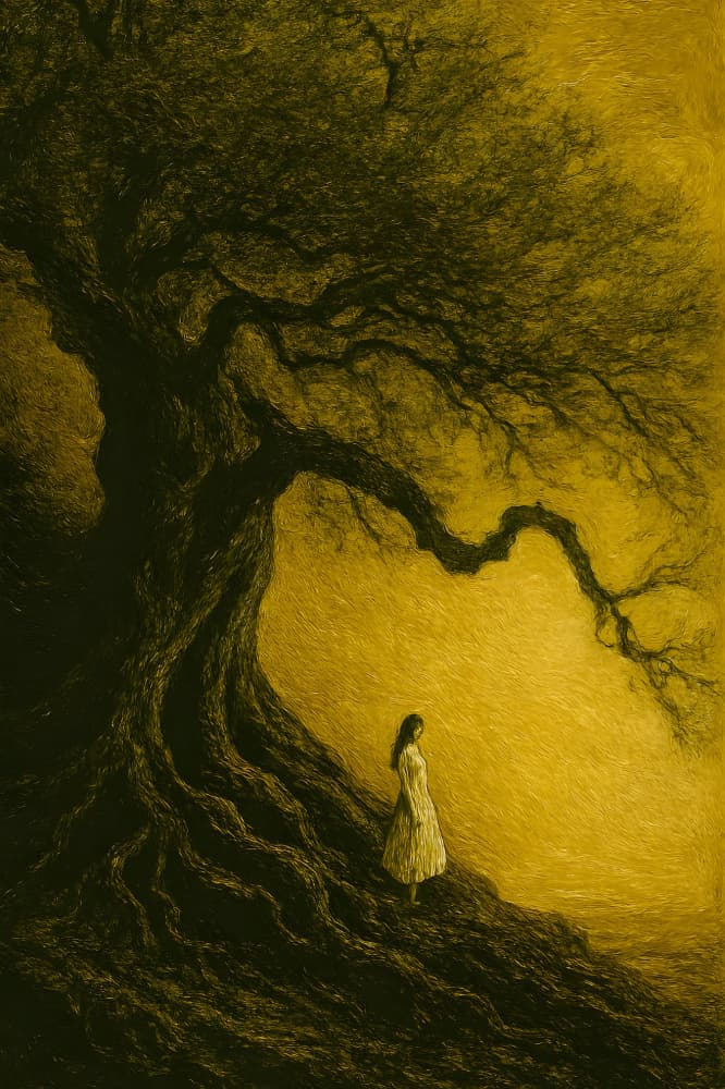 Golden Light Forest Woman by HUGO — canvas wall art