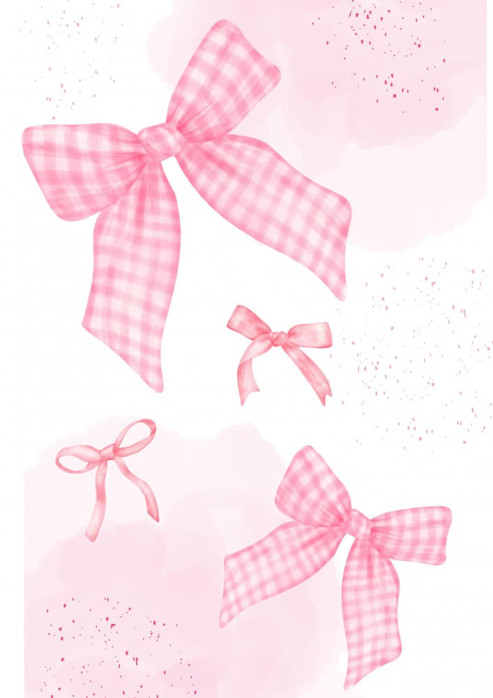 Sweet Pink Gingham Bows by Saskia Michele — canvas wall art