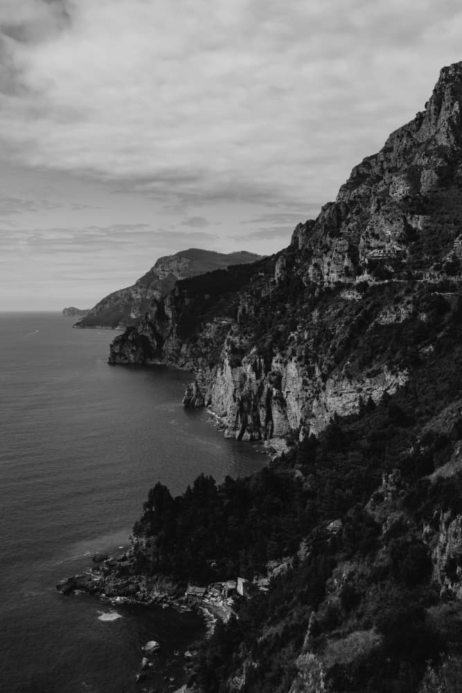 Amalfi Coast Monochrome View by Bethany Young — canvas wall art
