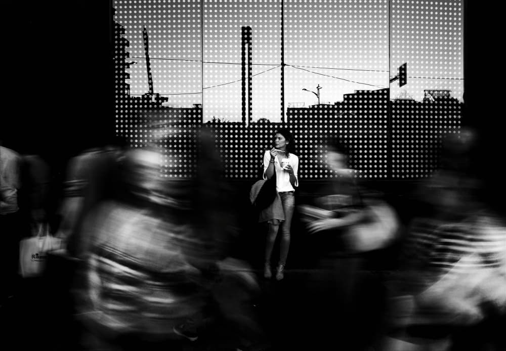 Woman Amidst Motion by Mirela Momanu — canvas wall art