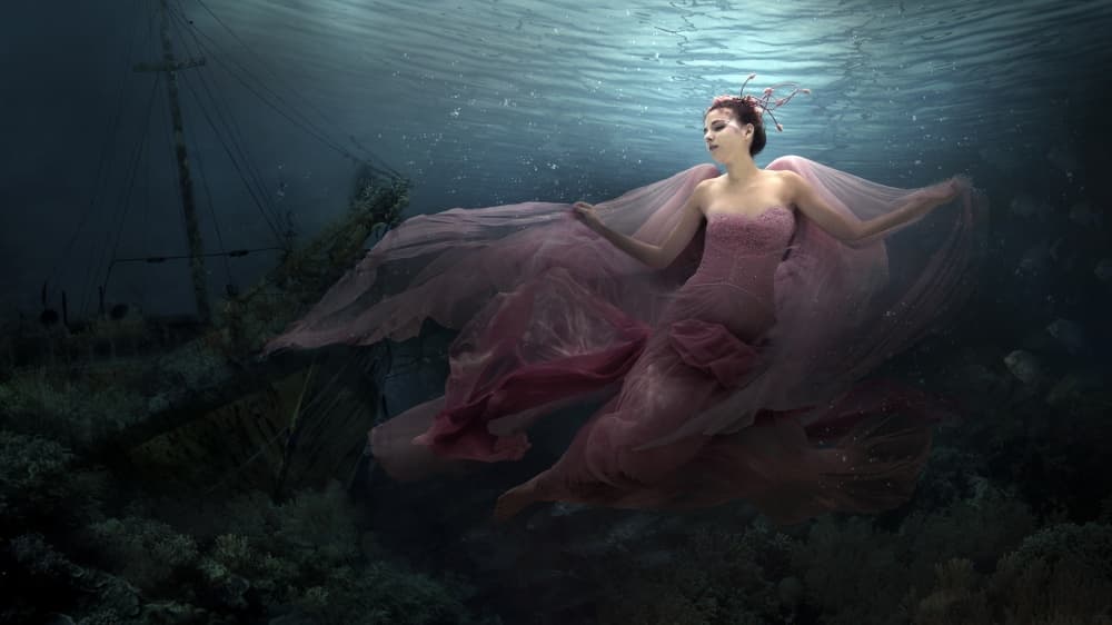 Mermaid Shipwreck Fantasy by Martha Suherman — canvas wall art