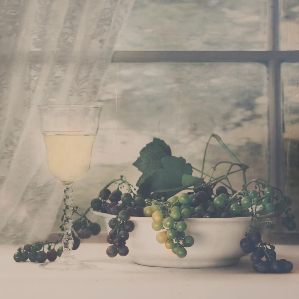 Rustic Grapes and Wine by Delphine Devos — canvas wall art