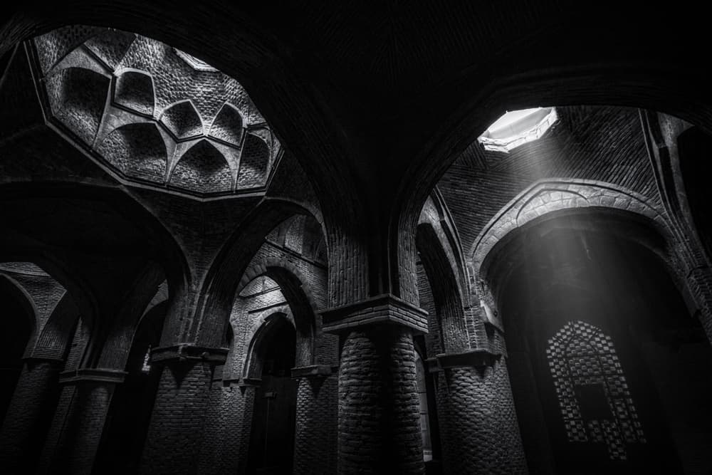 Light Through Ancient Arches by Babak Mehrafshar — canvas wall art