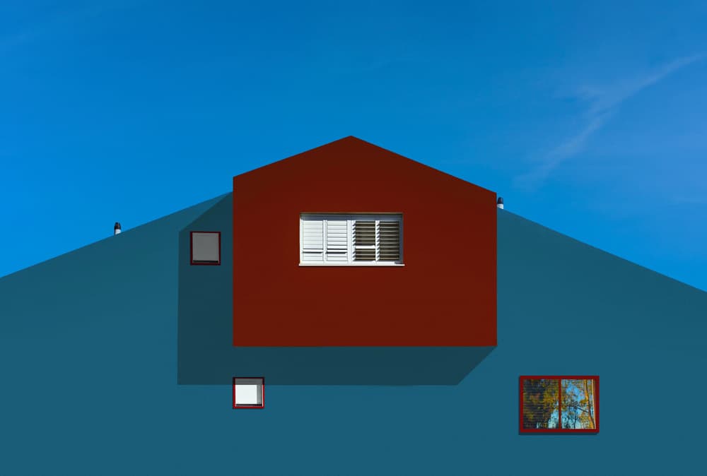 Red House Blue Sky by Arnon Orbach — canvas wall art