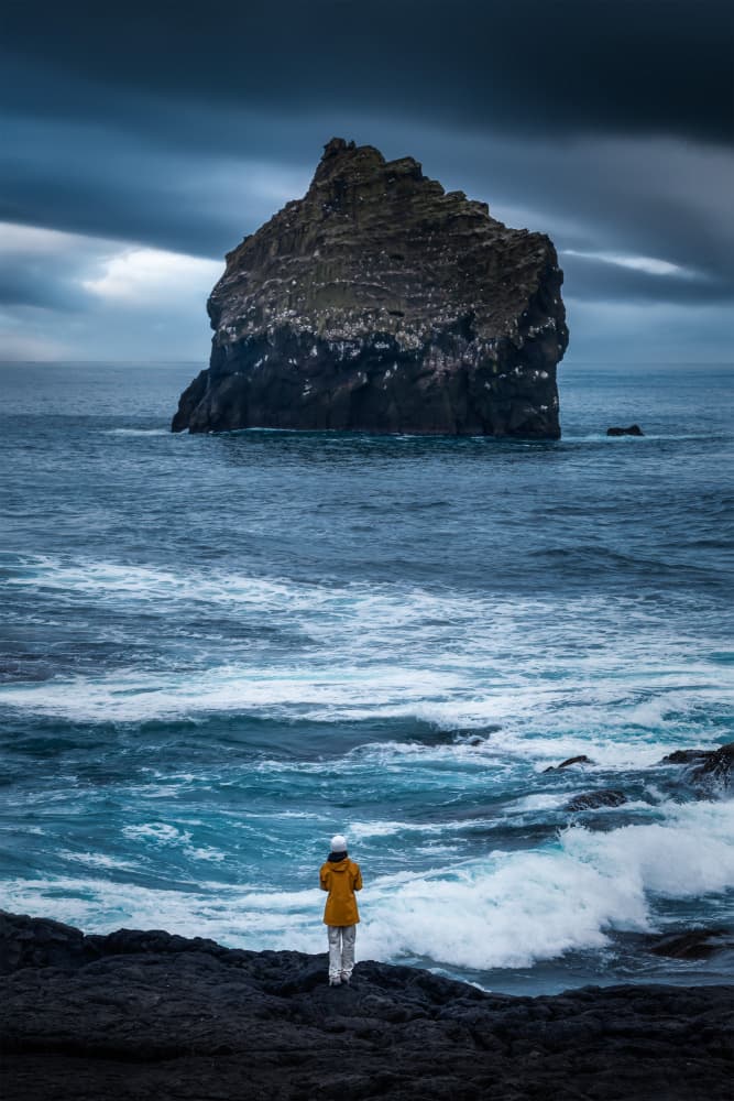 Lone Figure Wild Ocean by Irene Wu — canvas wall art