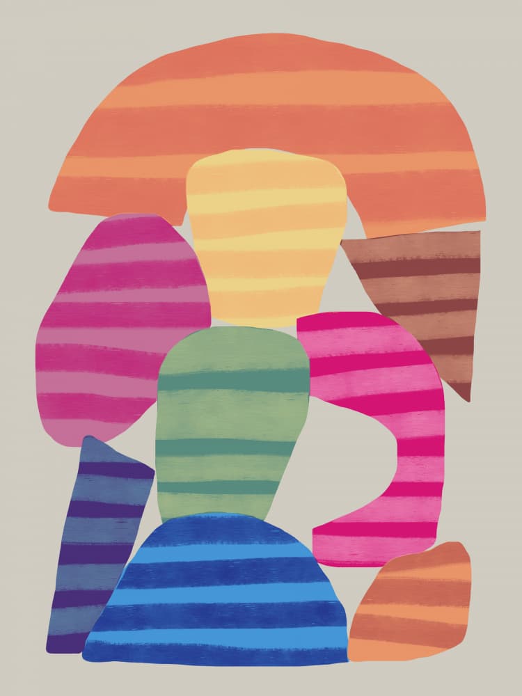 Colorful Striped Shapes by Little Dean — canvas wall art