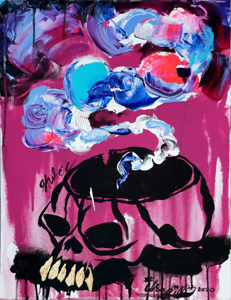 Colorful Skull Thoughts by Kanat Ibragimov — canvas wall art