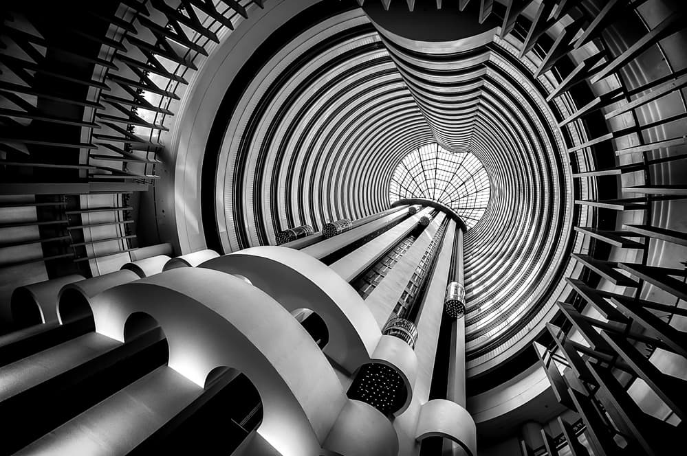 Upward Spiral Atrium by Ute Scherhag — canvas wall art