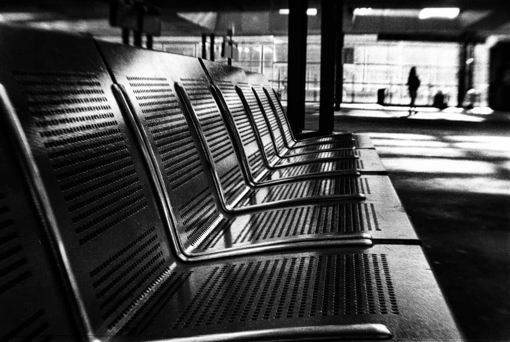 Empty Station Benches by Paulo Abrantes — canvas wall art