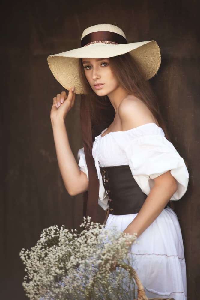 Rustic Maiden With Flowers by Leonid Markachev — canvas wall art