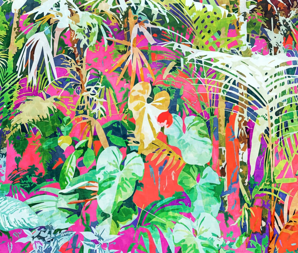 Vibrant Pink Jungle by Uma Gokhale — canvas wall art