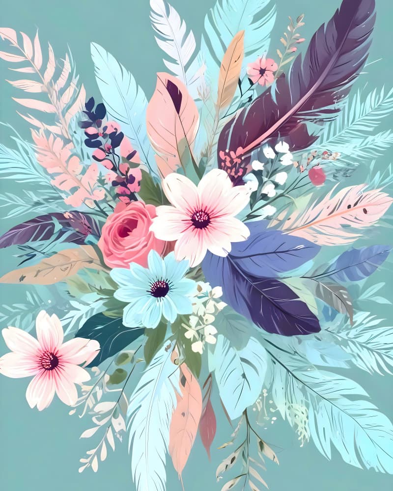 Pastel Floral Feathers by Uma Gokhale — canvas wall art