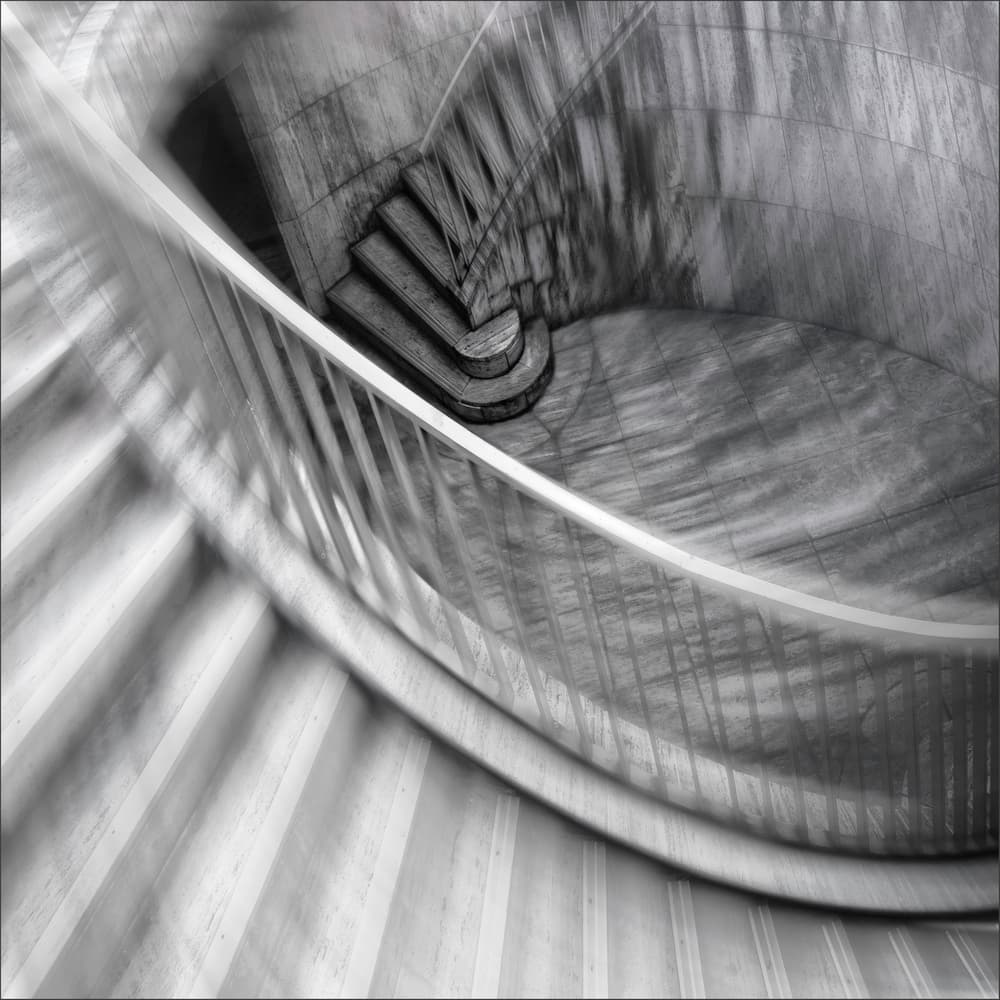 Dramatic Spiral Stairwell by Gilbert Claes — canvas wall art