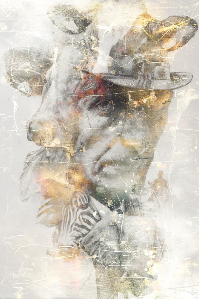 Golden Cow Safari Dream by Rafal Kulik — canvas wall art