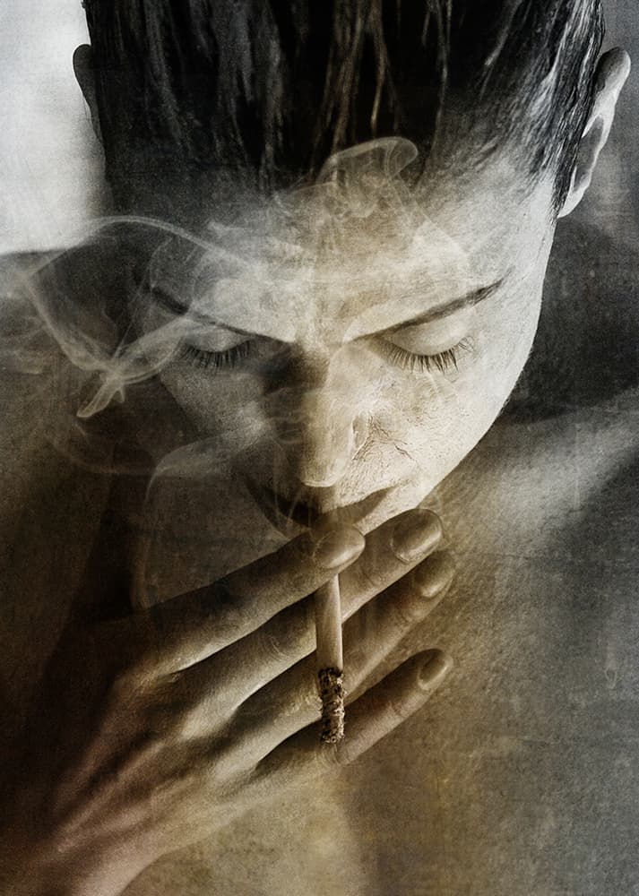 Pensive Smoker by miriana — canvas wall art