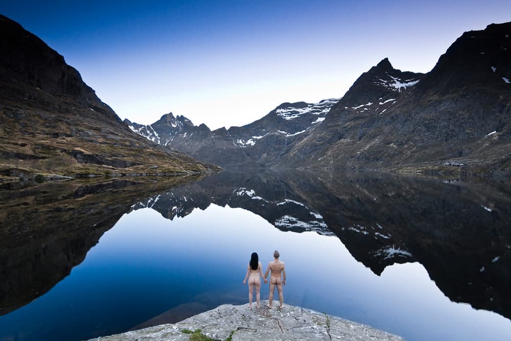 Nude Couple Mountain Lake by Leszek Paradowski — canvas wall art