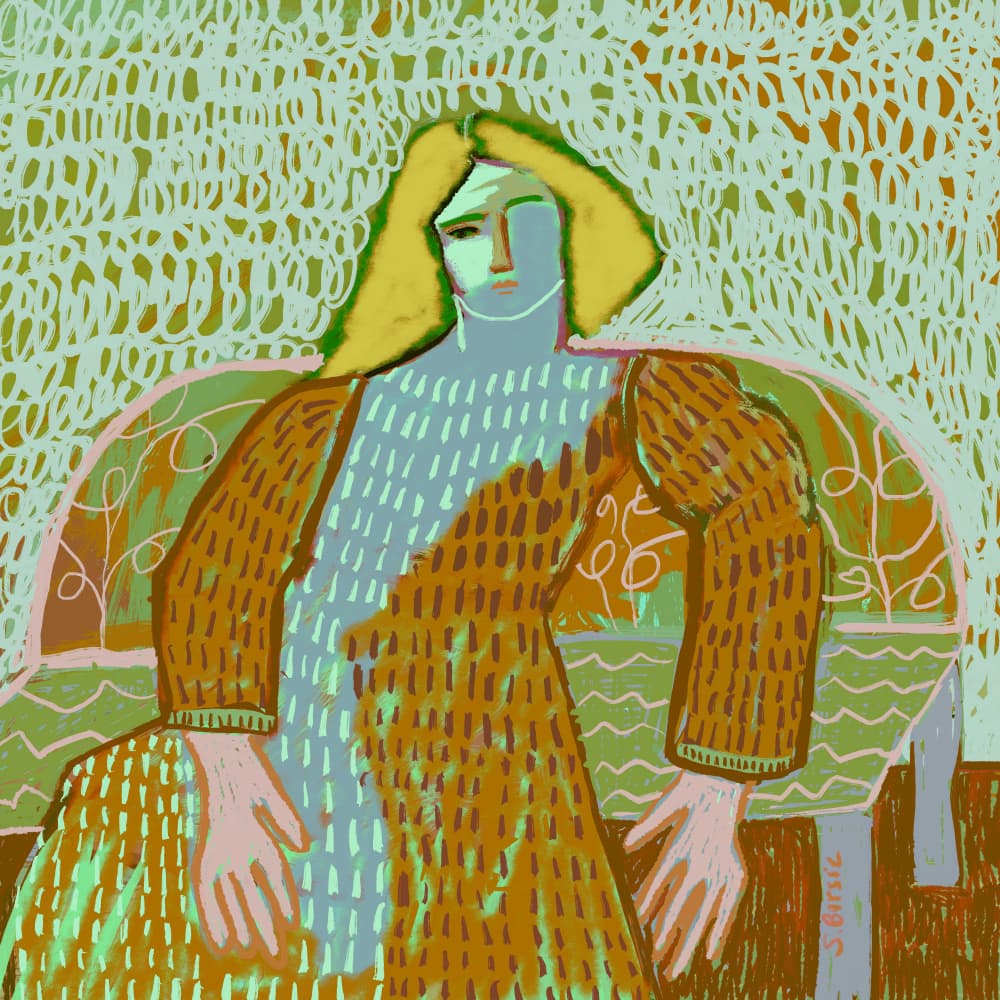 Abstract Seated Woman by Sharyn Bursic — canvas wall art
