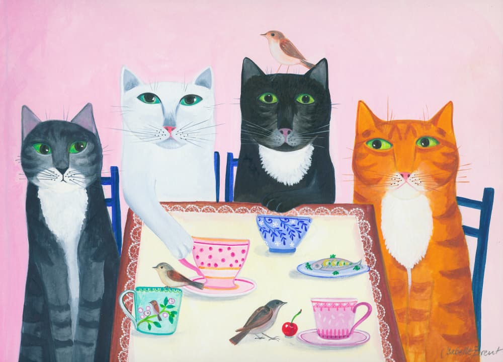 Feline Tea Party by Isabelle Brent — canvas wall art