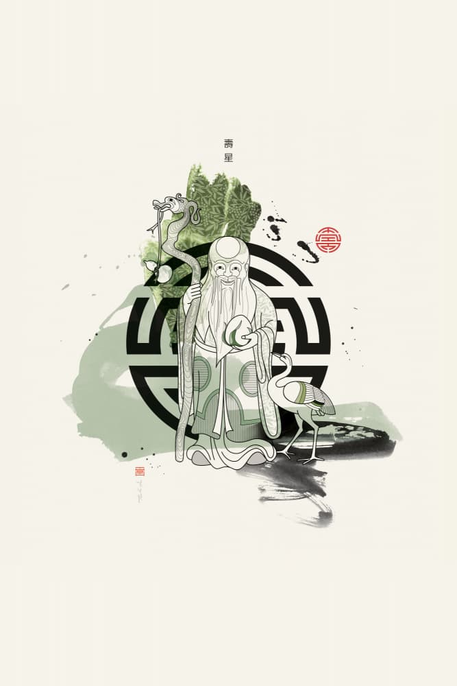 Longevity Sage and Crane by Thoth Adan — canvas wall art