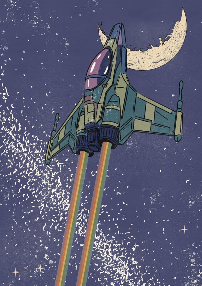 Cosmic Rainbow Flight by Nicholas — canvas wall art