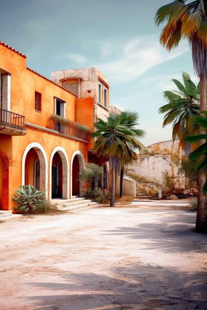 Sunlit Mediterranean Village by Justyna Jaszke — canvas wall art