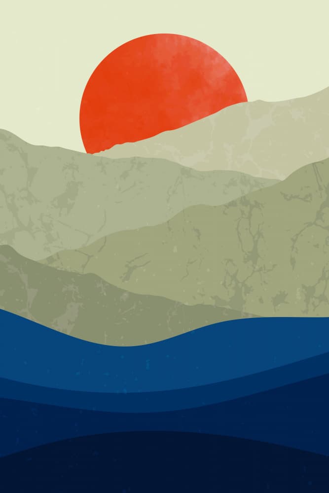 Red Sun Mountain Horizon by jay stanley — canvas wall art