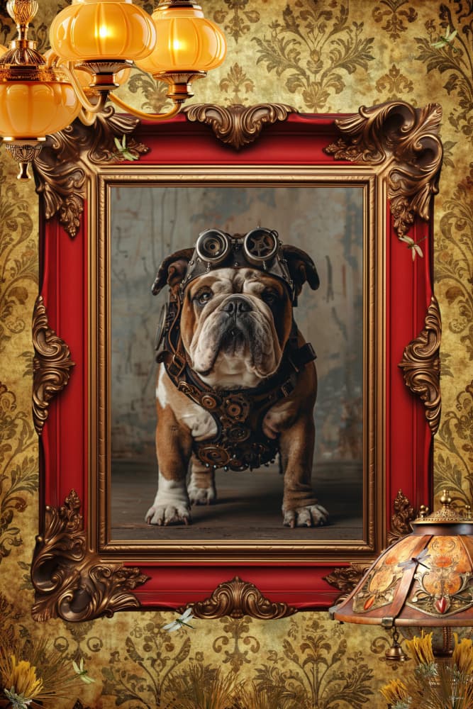 Steampunk Bulldog Portrait by Sue Skellern — canvas wall art