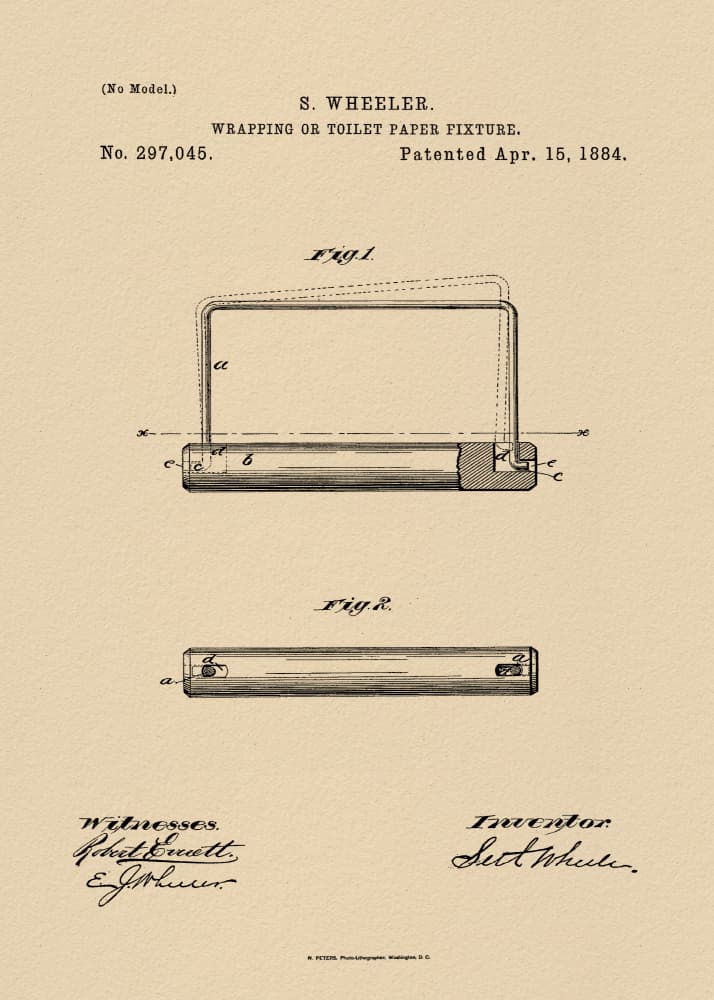Vintage Toilet Paper Patent by Andreas Magnusson — canvas wall art