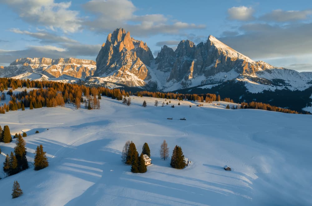 Golden Winter Dolomites by Ales Krivec — canvas wall art