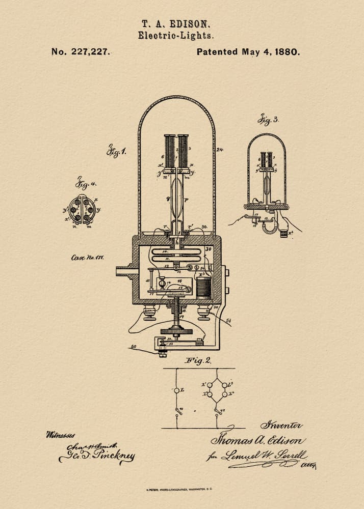 Vintage Light Patent by Andreas Magnusson — canvas wall art