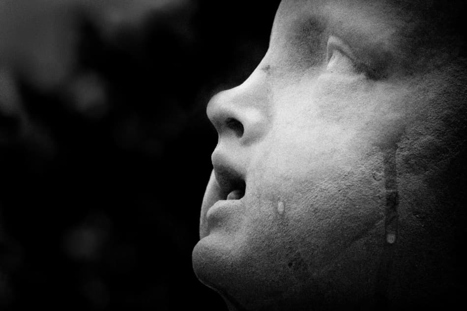 Crying Stone Child by ArtFiction (Andre Gehrmann) — canvas wall art