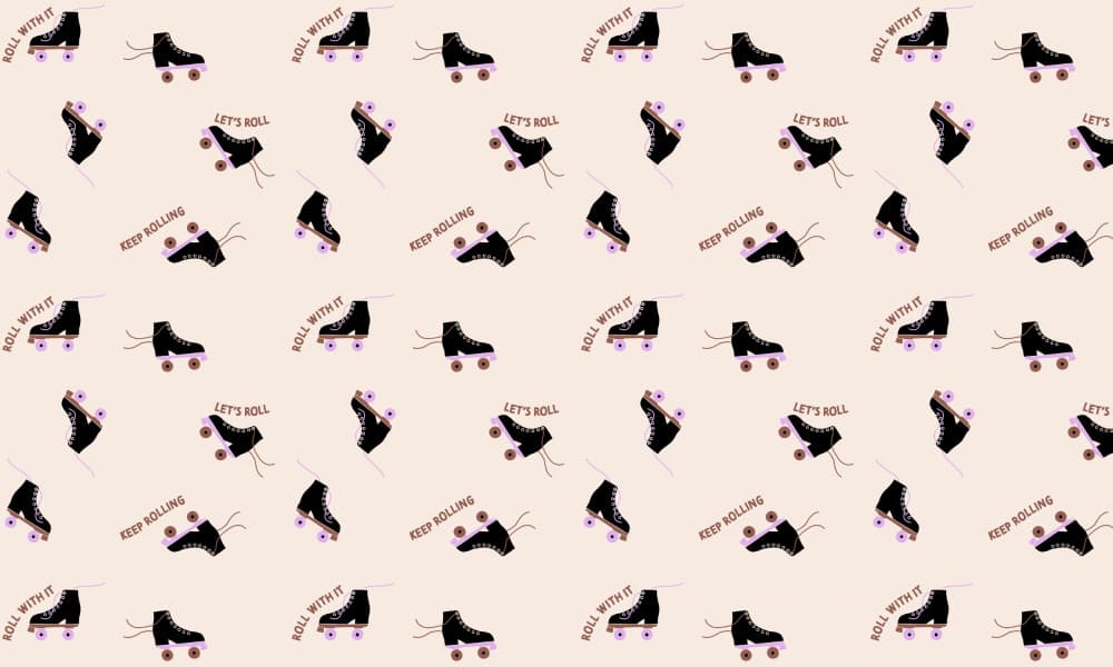 Retro Roller Skates Pattern by Maren Gross — canvas wall art